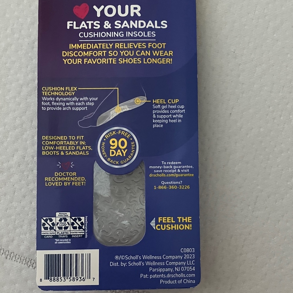 Dr. Scholl's Love Your Flats & Sandals 3/4 Length Insoles - Women's Shoe 6-10 - Picture 5 of 5